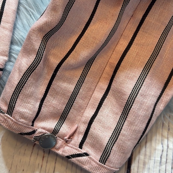 Rag & Bone Claudia Linen Striped Pink Belted Pants sz 0 - Picture 7 of 10
